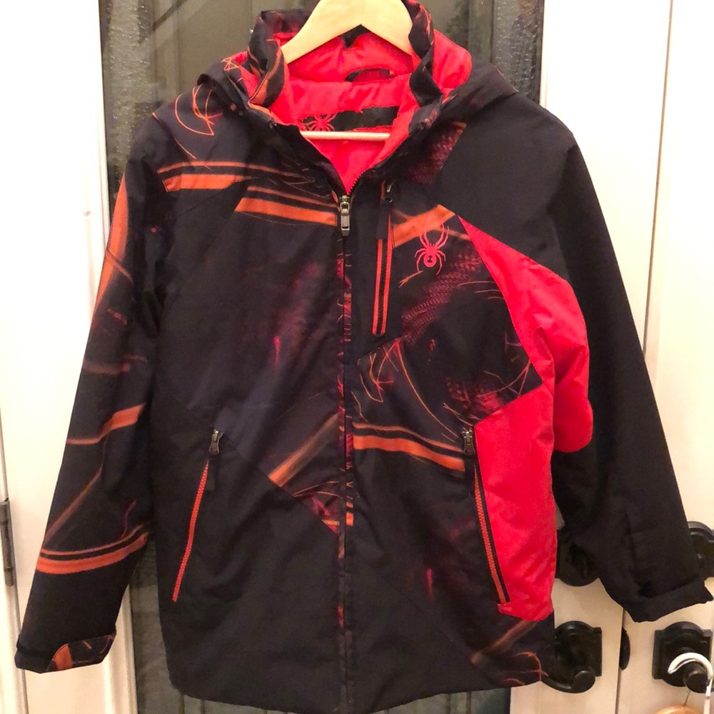 Red  & Black Boys Spyder Winter Ski Jacket